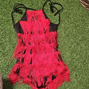 Red Fringe Swimsuit Party Vegas Dress